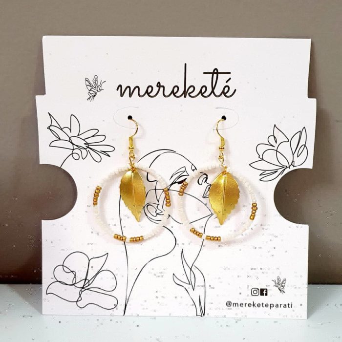 Leaf Drop Hoop Earrings - Image 3