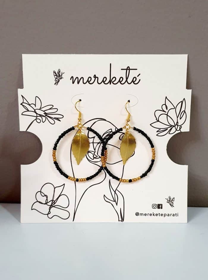 Leaf Drop Hoop Earrings - Image 4