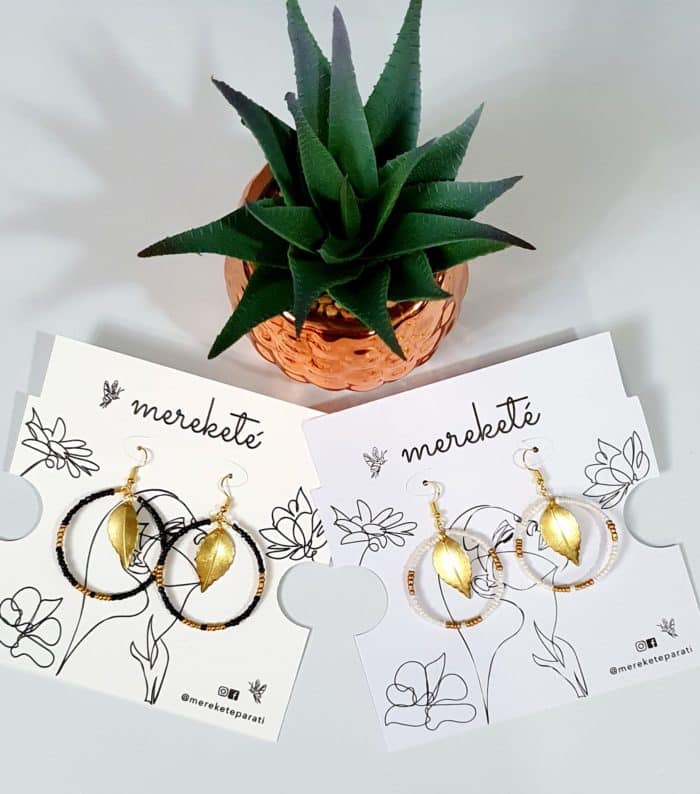Leaf Drop Hoop Earrings - Image 2