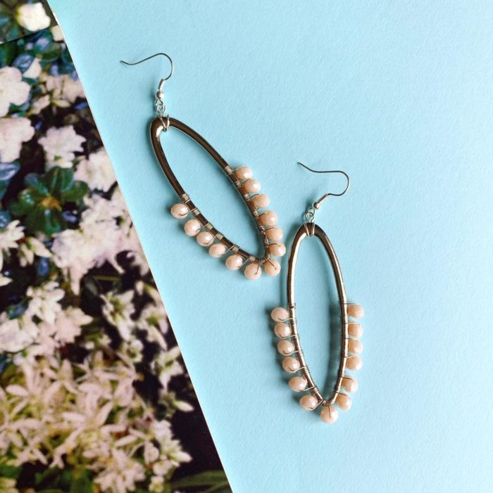 Alambrito Hoops with Pink Beading by Mereketé | Inspire Me Latin America