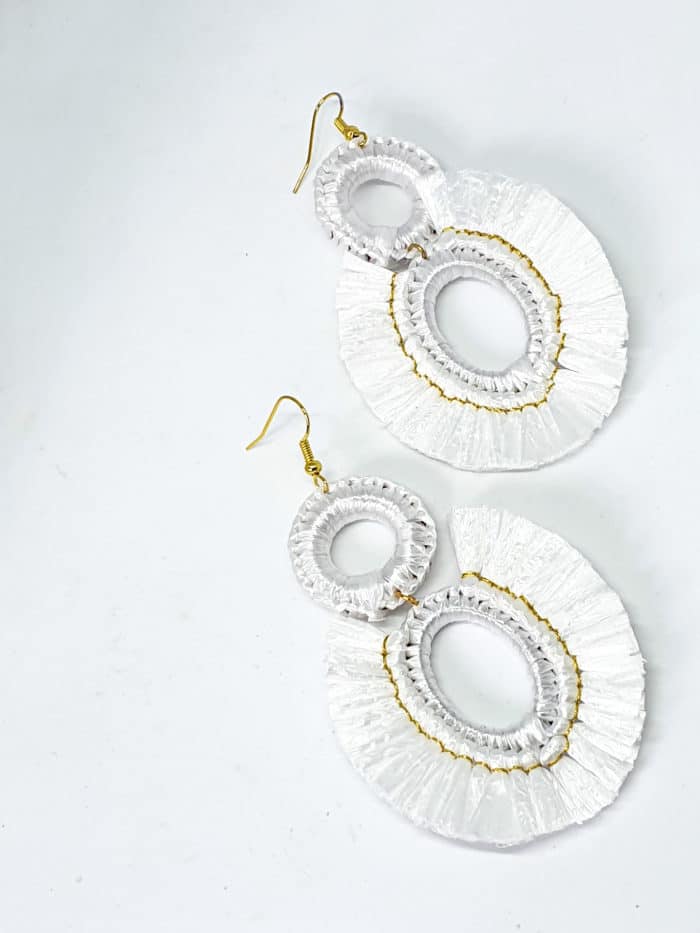 White Raffia Earrings by Mereketé | Inspire Me Latin America