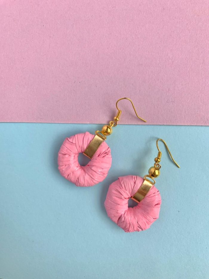 Pink Paper Hoop Earrings by Mereketé | Inspire Me Latin America