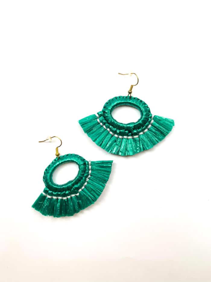 Green Raffia Earrings by Mereketé | Inspire Me Latin America