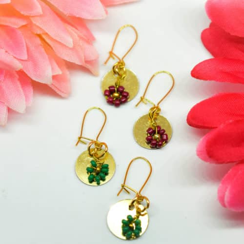 Golden Chip and Flower Earrings by Mereketé | Inspire Me Latin America