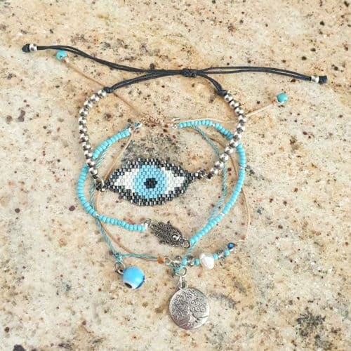 Pulsera Perla and Turkish Eye Set by Korotos | Inspire Me Latin America