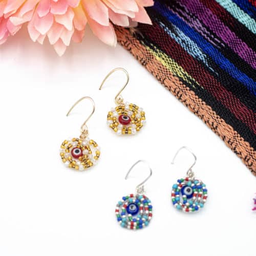 Turkish Eye Wrapped in Miyuki Earrings by Korotos | Inspire Me Latin America