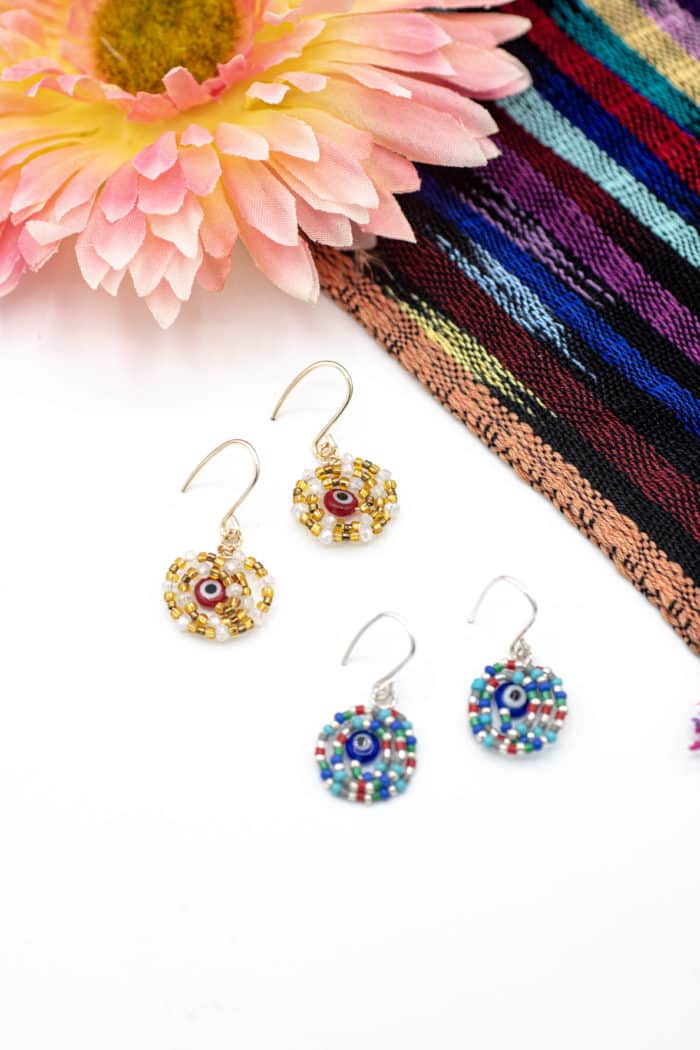 Turkish Eye Wrapped in Miyuki Earrings by Korotos | Inspire Me Latin America